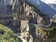 Devil's bridges, Gotthard pass: eastern view with old pass road used by "slow traffic"