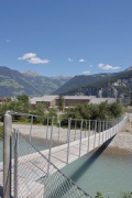 A2 Gotthard motorway-station: western-view with suspension-bridge