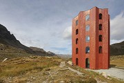 Roter Turm der Nova Fundaziun Origen, Julierpass/Graubünden, CH
