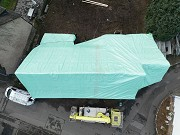 Haus Scheuerfeld, Schutzfolienmontage: Fertig verlegte Folie