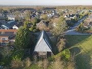 Notkirche Ratingen-Eggerscheidt: Drohnenaufnahme von Süden