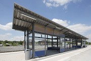 Bahnhof Bedburg: Südostansicht, Unterstand Gleis 2