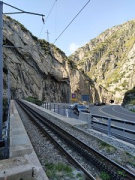 Teufelsbrücken, Gotthardpass: Gleiskörper Zahnradbahn an Brücke