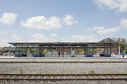 Bahnhof Bedburg: Ostansicht, Bahnsteig Gleis 1