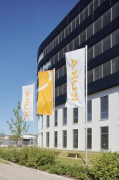 KUKA, Augsburg: south-western façade with flags