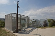 The Circle, Zurich: landfill summit park, funicular top-station