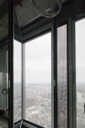 Four Frankfurt: opened office tower double façade, ventilation grille on the rig