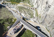 Devil's bridges, Gotthard pass: drawing-photo of circular trail