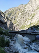 Devil's bridges, Gotthard pass: western-view rack-railway