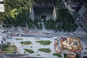 Liberty Church / St Nicholas National Shrine: Top-view with Liberty Parc and southern memorial-pool