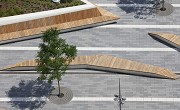 Liberty Park: airborne-view single bench