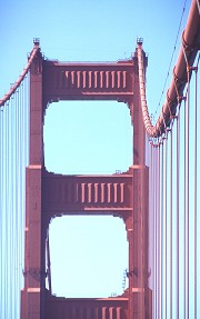 Golden-Gate Bridge: Die Vertikalseile werden in Schlaufen um das Tragkabel geführt