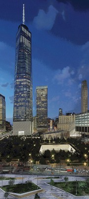 Ground Zero und Liberty-Park bei Nacht, New York (2021)