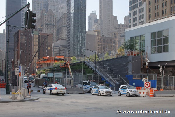 Liberty Park: access staircase; beside: WTC's Vehicle Security Center access, zoomed
