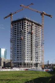 When this photo was taken, the shell of the Zölly Tower was nearing completion as 23 stories had already been built