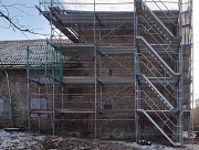 Hanbruch Manor, Aachen: The north wing front on the northeast facade was also scaffolded