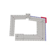 Hanbruch Manor, Aachen: Site plan; blue the documented area, red the scaffold