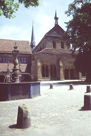 western view on monastery court & church