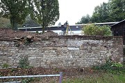 priest's tower wall: view of visible wall, tower-access-gate on right